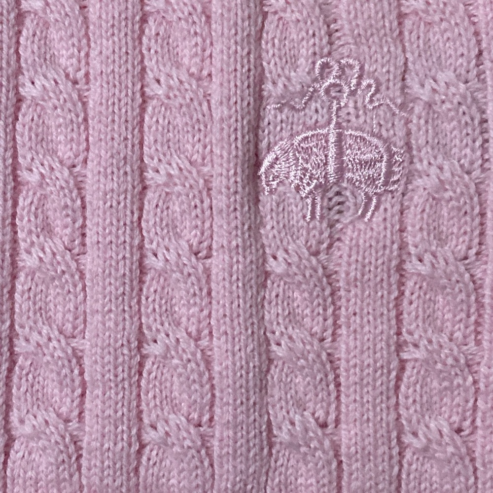 NWT Brooks Brothers Light Pink Cable Knit cotton cashmere Sweater medium - Picture 6 of 6